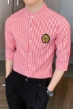 714-9258P45控65/2026夏季男女同款条纹立领工作服衬衫修身制服，男装衬衫，星座714(原C313)