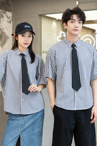 714-D645P45/2025夏季情侣装发型师夜店餐厅工作服衬衫宽松S-5XL图片