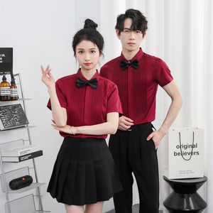 714-Y340P40控59/2025新款夏季男女同款修身工作服衬衫短袖制服图片