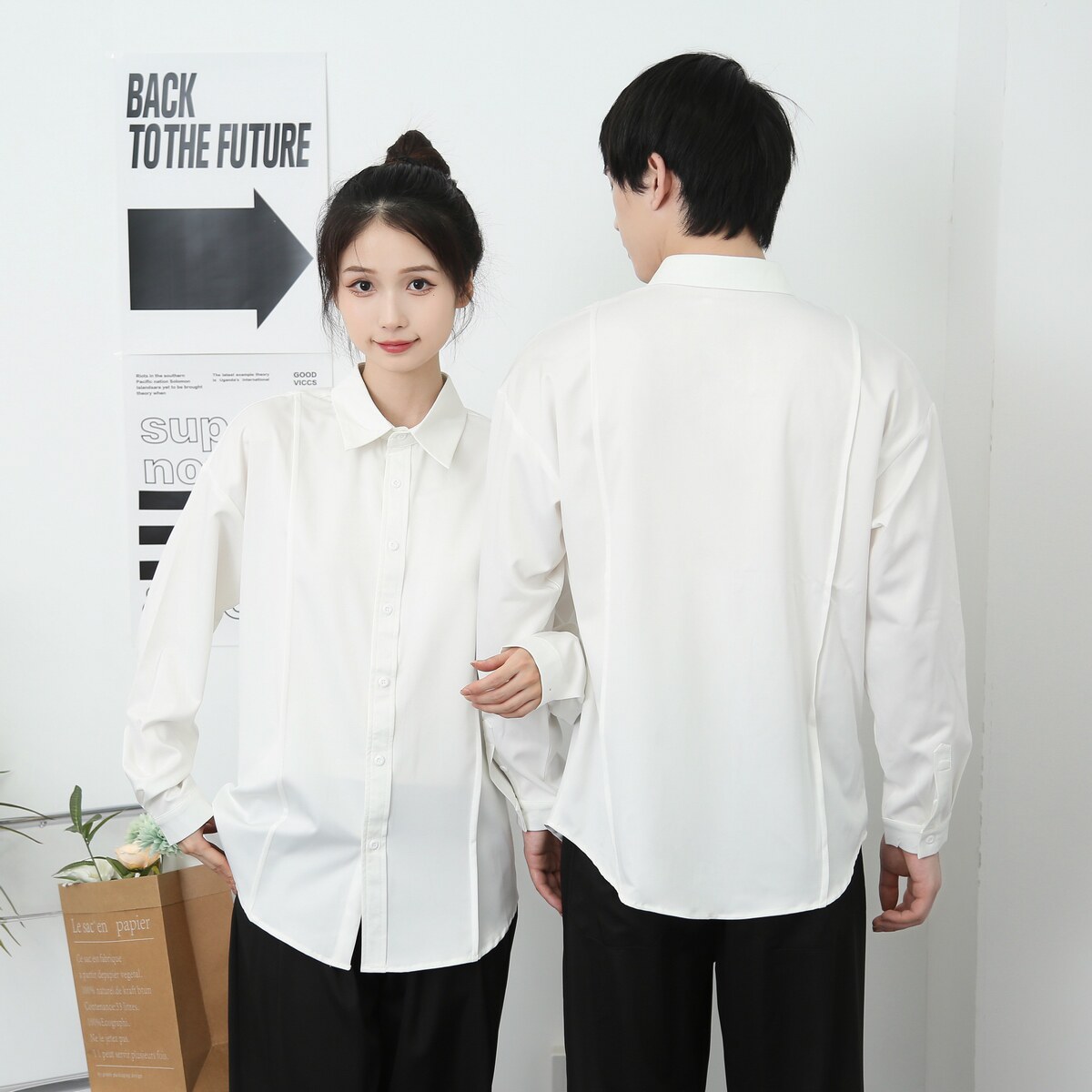 714-D3039P45控65/2025春简约长袖衬衫餐厅美发厅奶茶店店服宽松,男装衬衫,星座714(原C313)