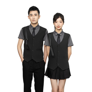 714-H6004P55控69/2025短袖修身KTV餐厅假两件背带工作服制服图片