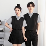 714-D3081P45控69/2025夏季条纹拼接假两件工作服衬衫发型师餐厅，男装衬衫，星座714(原C313)