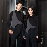 714-H3010P55控75/2025春季男女发型师假两件工作服衬衫夜店衬衣，男装衬衫，星座714(原C313)