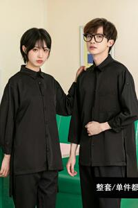 714-F636P50/2025情侣装男女同款宽松日系发型师工作服衬衫S-5XL图片