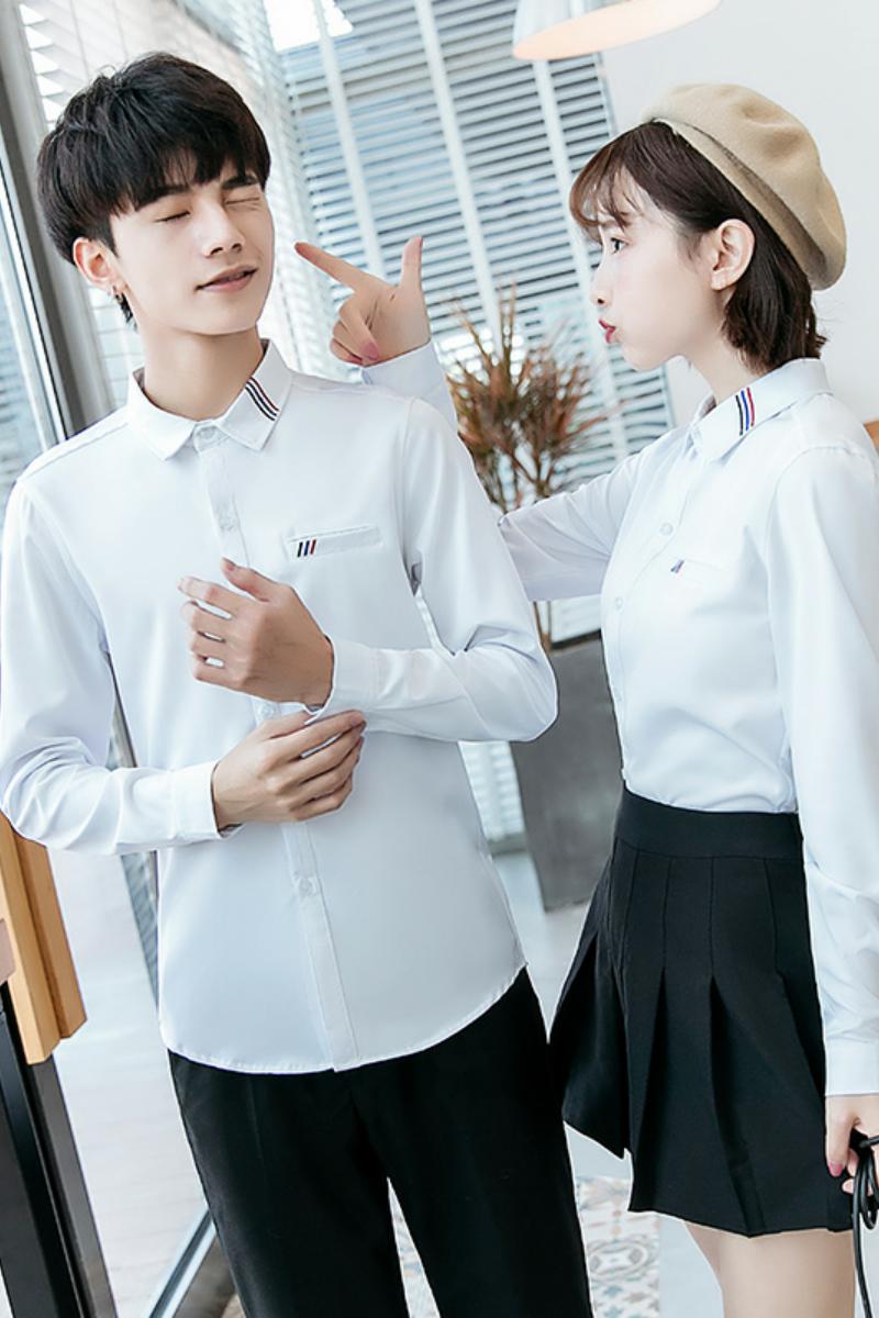 714-D05P45/情侣装2025春季新款男衬衫学生团体服服务员装S-5XL,男装衬衫,星座714(原C313)
