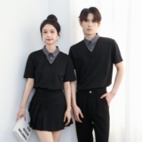 714-D3080P45控69/2025夏季修身工作服衬衫假两件餐厅理发店制服，男装衬衫，星座714(原C313)