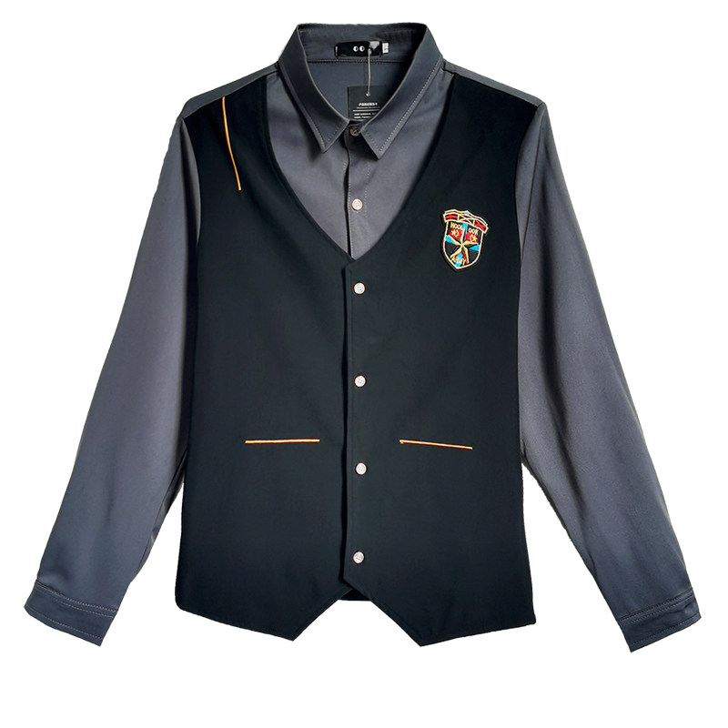 714-H667P55/2025情侣工作制服假两件衬衫衬衣S-5XL,男装衬衫,星座714(原C313)