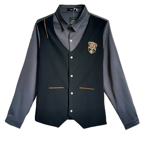 714-H667P55/2025情侣工作制服假两件衬衫衬衣S-5XL图片