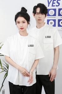 714-C3044P38控59/2025新款夏季短袖衬衫餐厅发型师烧烤店工作服图片