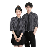 714-5002P45控69/2025夏季五分袖衬衫餐厅奶茶店工作服条纹衬衣，男装T恤，星座714(原C313)