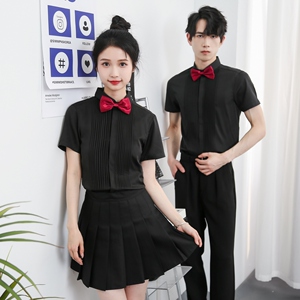 714-Y340P40控59/2025夏季短袖衬衫法师礼服修身伴郎主持服工作服图片
