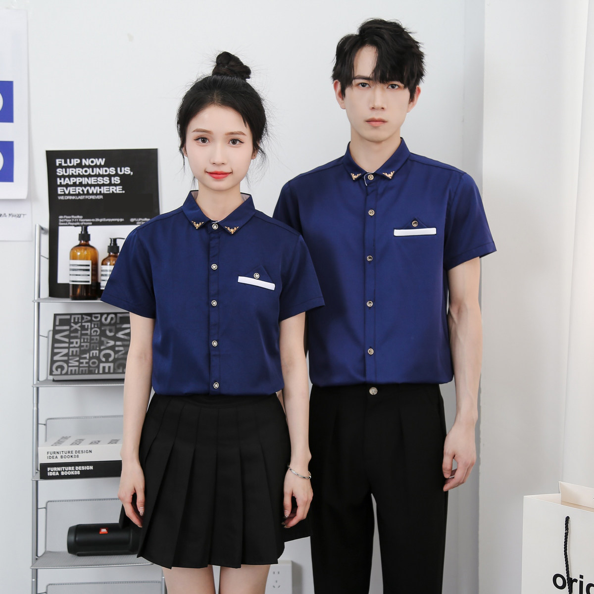 714-Y215P30控49/2025新款工作服衬衫修身短袖餐厅ktv酒吧制服,男装T恤,星座714(原C313)