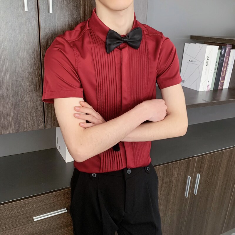 714-9340P40控59/2025夏短袖工作服衬衫修身ktv发型师衬衣礼服潮,男装T恤,星座714(原C313)