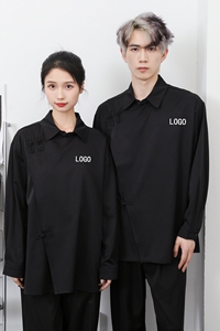 714-F3061P50控69/2025春风盘扣男女同款衬衫餐厅理发店制服图片