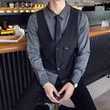 深灰衬衫+黑色领带