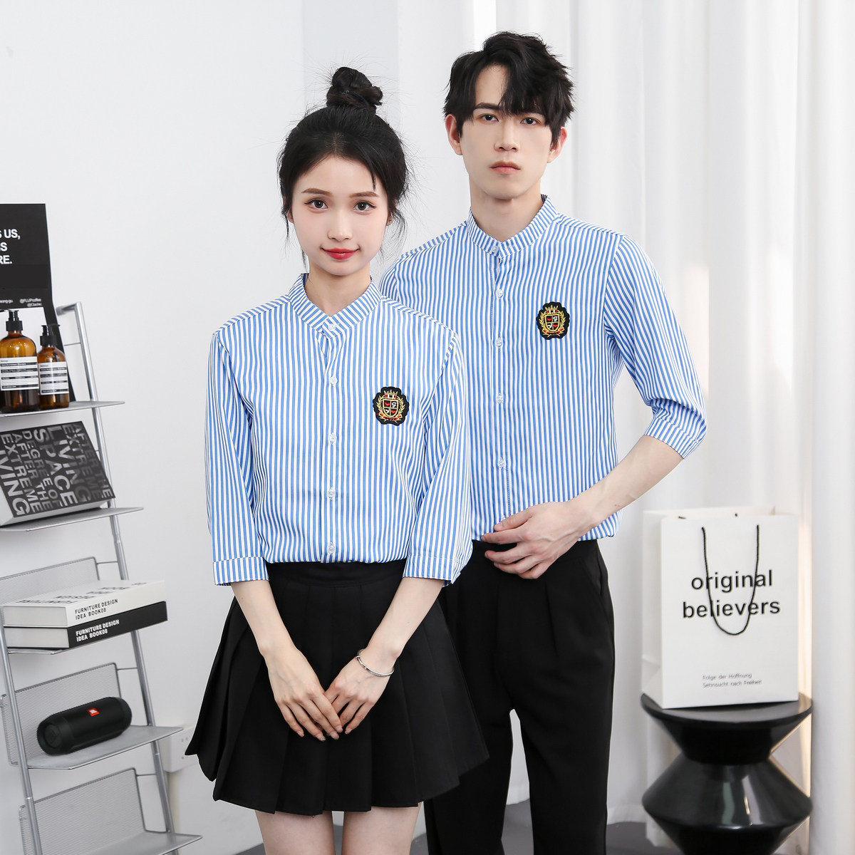714-Y258P45控59/2025新款夏季小清新工作服衬衣理发店奶茶店制服,男装衬衫,星座714(原C313)