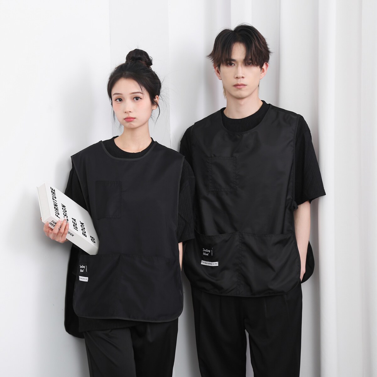 714-M3077P18/2025时尚工装马甲奶茶店西餐厅宠物店工作服酒店服,女装套装/套裙,星座714(原C313)