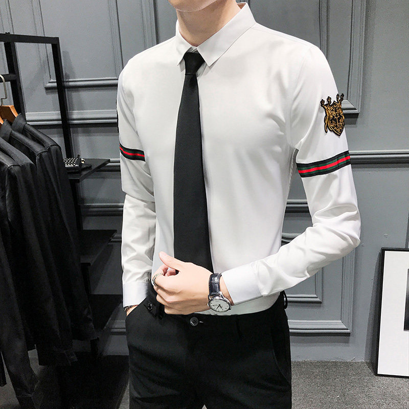 714-YD513P35/英伦灰墙2025春季韩男长袖衬衫空少制服衬衣S-5XL,男装衬衫,星座714(原C313)