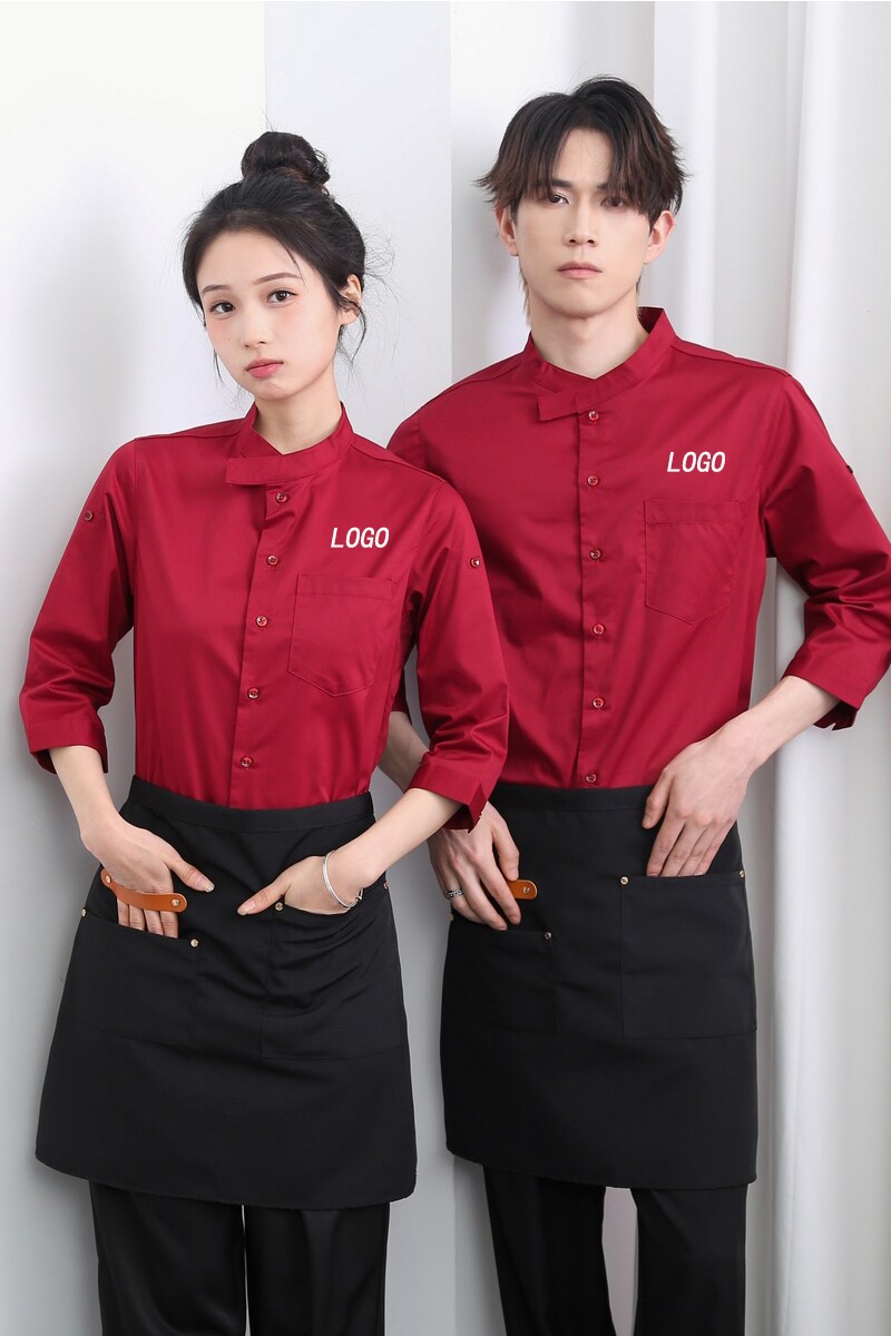 714-F3076P50控79/2025夏季男女工作服衬衫立领餐厅工作服制服,男装衬衫,星座714(原C313)