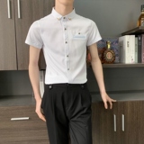 714-9215P30控49/2025夏季理发店KTV酒吧短袖衬衫工作服藏青衬衣，男装T恤，星座714(原C313)