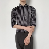 714-5002P50控69/2025夏季五分袖理发店餐厅条纹KTV酒吧工作服，男装T恤，星座714(原C313)