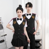 714-H665P55控79/2025新款夏装男女假两件马甲衬衫潮流制服工作服，男装衬衫，星座714(原C313)