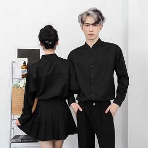 714-D3041P45控69/2025春季宽松立领衬衫工作服餐厅奶茶店ktv制服图片