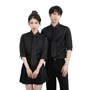 714-Y329P40控59/2025新款夏季男女中袖五分袖衬衫修身工作服衬衣图片
