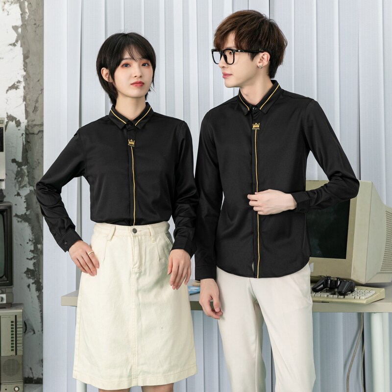 714-D616P45/2025情侣装发型师夜店酒吧餐厅工作服衬衫衬衣S-5XL,男装衬衫,星座714(原C313)
