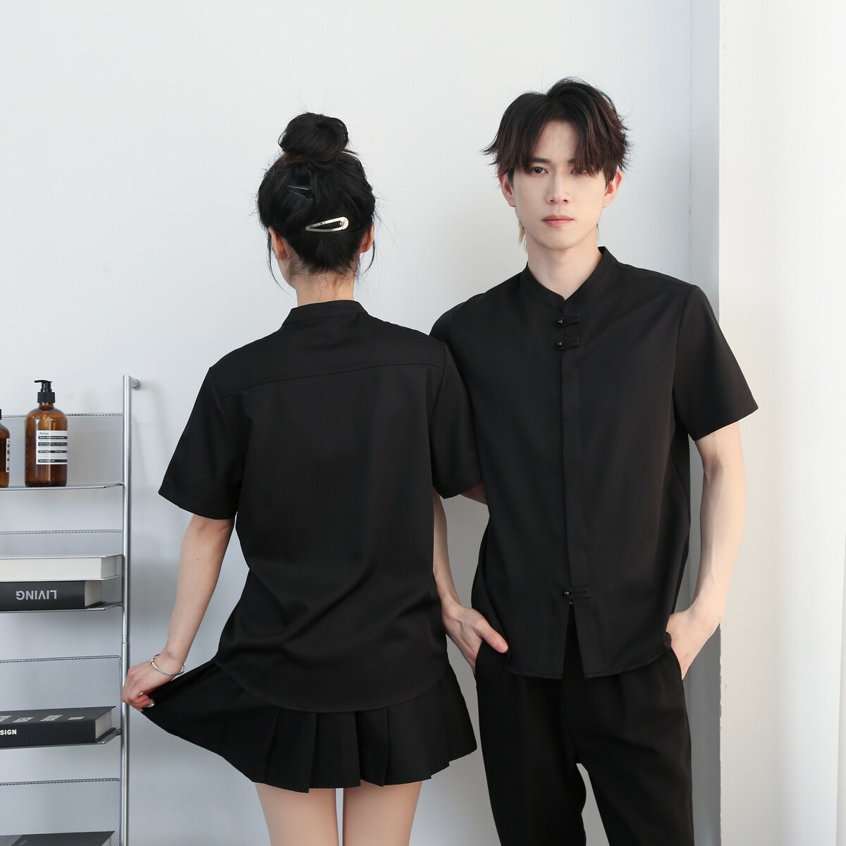 714-C3074P40控59/2025夏季工作服衬衫理发店西餐厅奶茶店制服潮,男装衬衫,星座714(原C313)