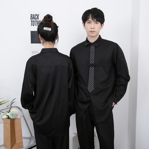 714-H3009P55控79/2025新款工作服衬衣潮流宽松制服衬衣发型师图片