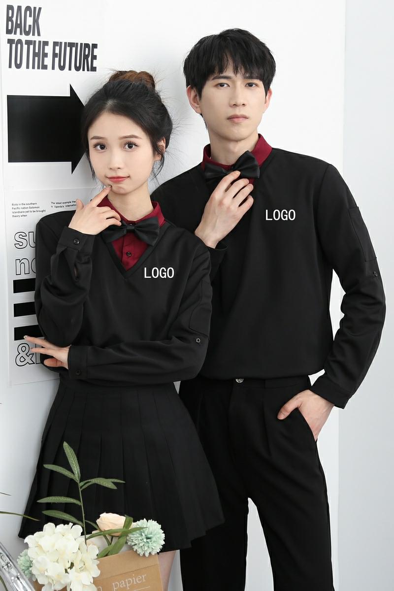714-D3048P45控69/2025新款假两件拼色工作服衬衫餐厅奶茶店制服,男装衬衫,星座714(原C313)