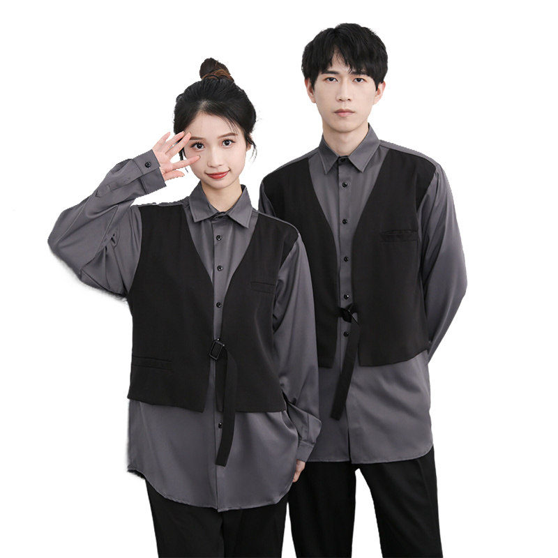714-H3007P55控79/2025新款男女假两件工作服衬衫logo定制衬衣,男装衬衫,星座714(原C313)