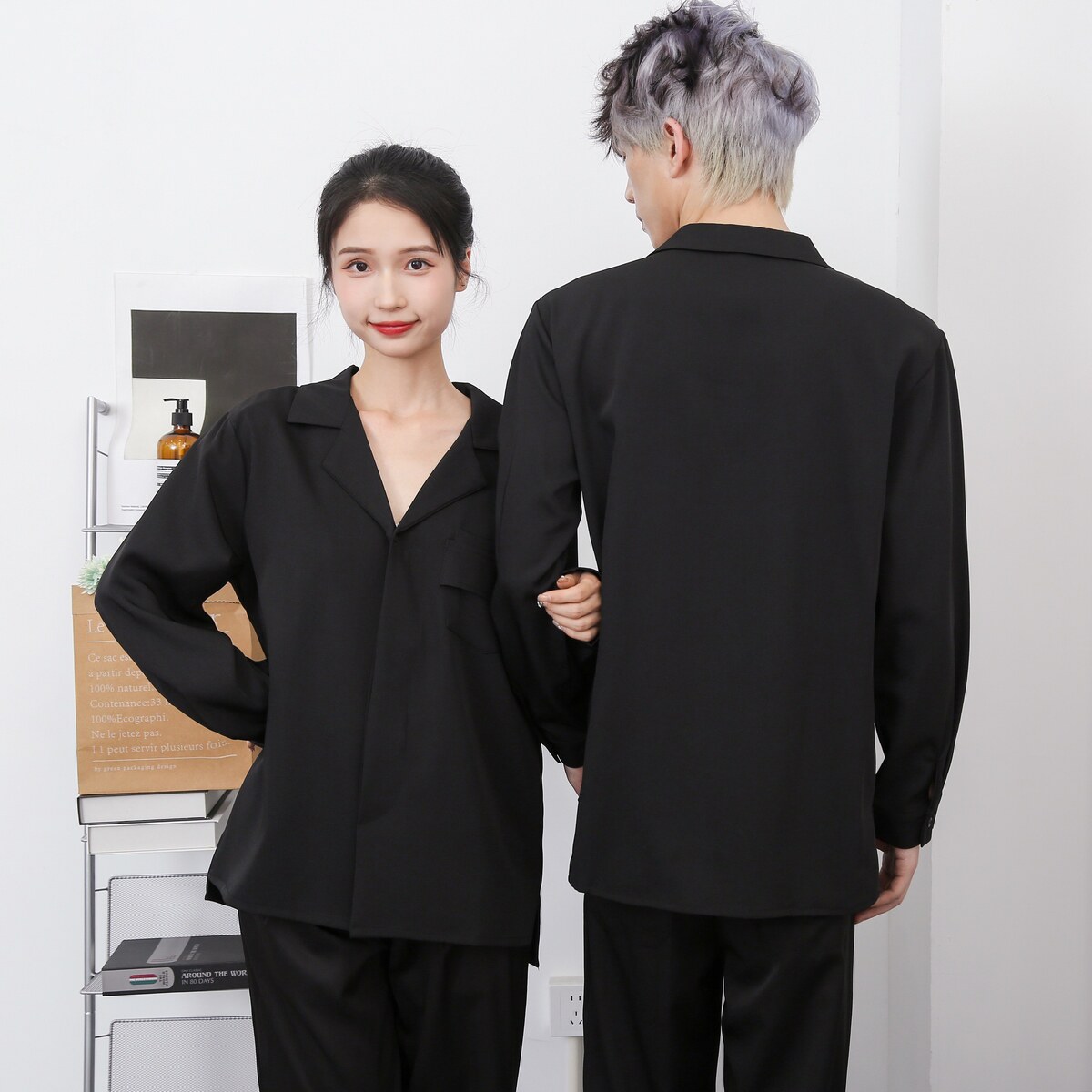 714-H3064P55控69/2026春季新款男女理发店工作服衬衫宽松西装领,男装西服套装,星座714(原C313)