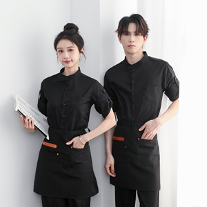 714-F3076P50控79/2025夏季男女工作服衬衫立领餐厅工作服制服图片