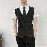 714-H6004P55控69/发型师ktv酒吧衬衫修身假两件工作制服假背带，男装衬衫，星座714(原C313)
