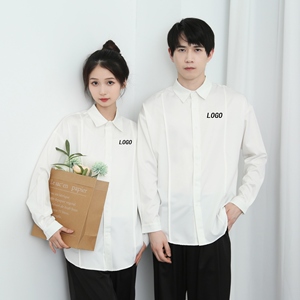 714-D3039P45控65/2025春简约长袖衬衫餐厅美发厅奶茶店店服宽松图片