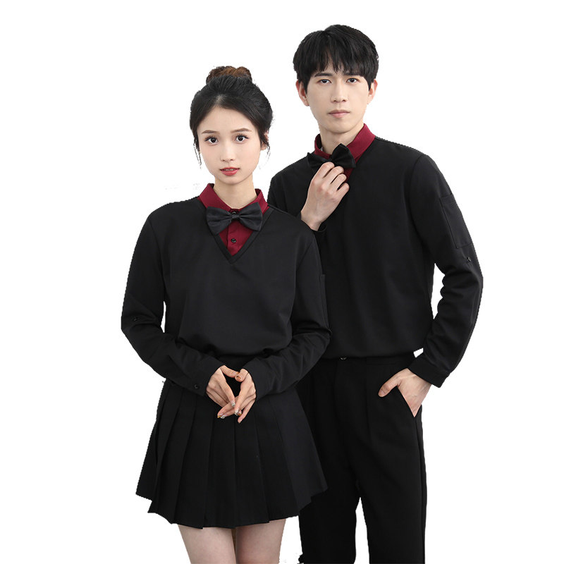 714-D3048P45控69/2025新款假两件拼色工作服衬衫餐厅奶茶店制服,男装衬衫,星座714(原C313)