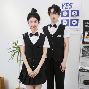 714-H6009P55控79/2025夏男女台球城假两件工作服衬衫ktv餐厅制服图片