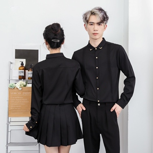 714-Y223特P40控59/2026秋季修身工作服衬衫理发店ktv酒吧制服