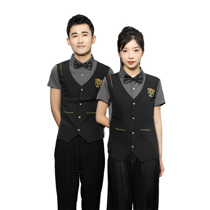 714-H669P55控69/2025夏季短袖理发店KTV餐厅假两件徽章工作服,男装T恤,星座714(原C313)