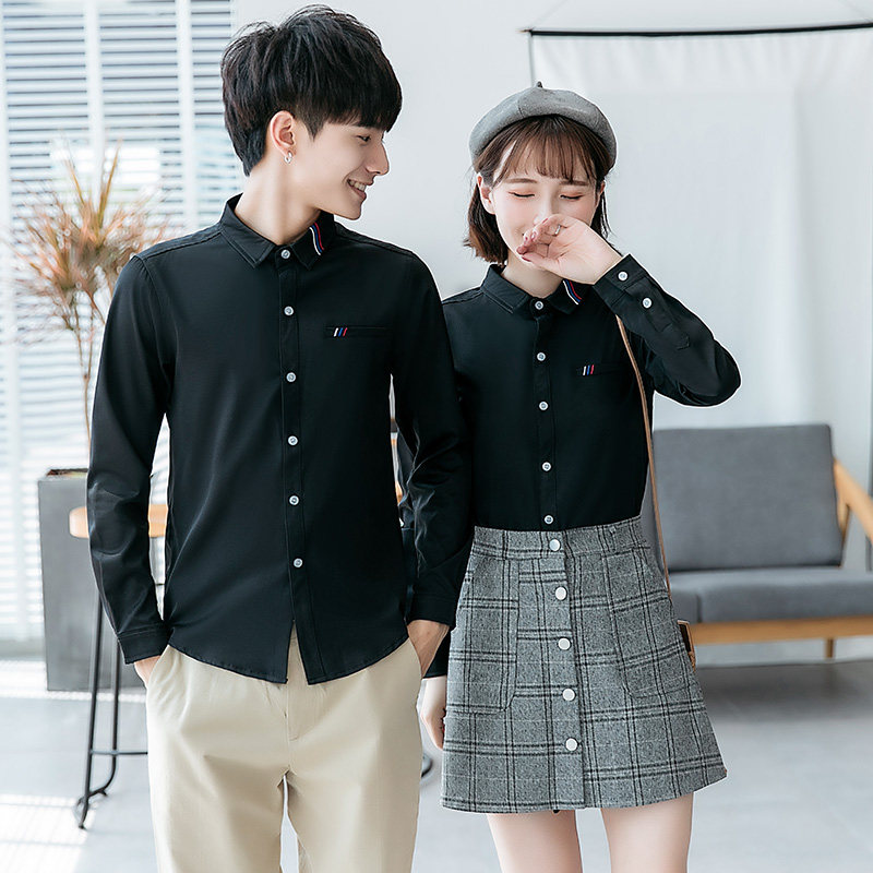 714-D05P45/情侣装2025春季新款男衬衫学生团体服服务员装S-5XL,男装衬衫,星座714(原C313)