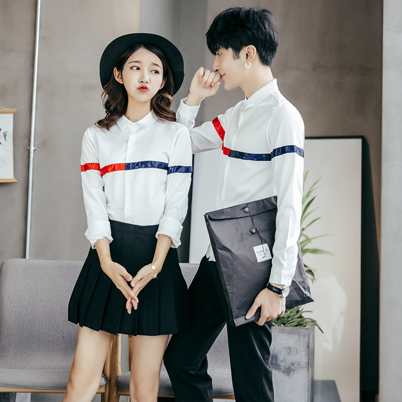TY067/情侣装2025春季学院修身长袖衬衫韩版工作服(增到5XL)P35，男装衬衫，星座714(原C313)