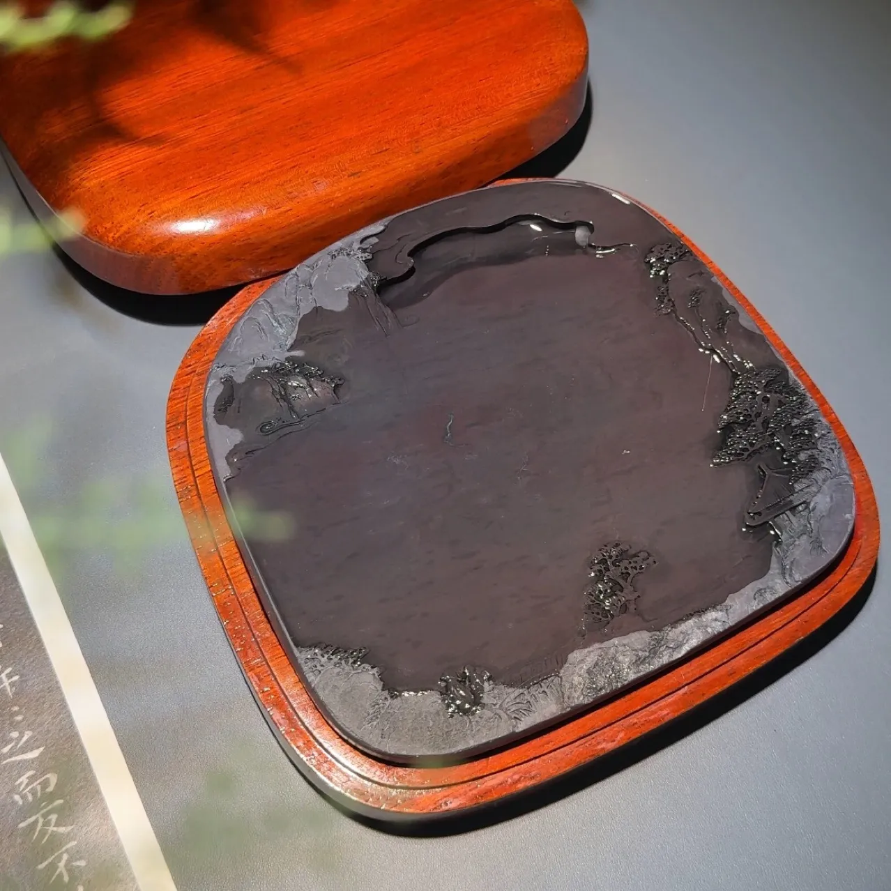 肇庆端砚麻子坑天然原石名师手工雕刻山水砚台老水麻送礼文房珍品