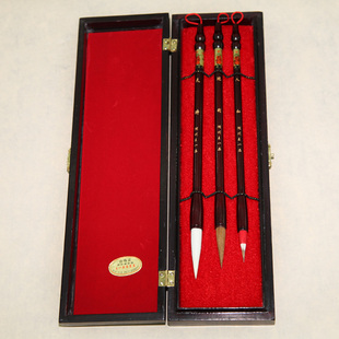 湖州王一品天官牌毛笔湖笔正(天时地利人和)高档套装精品礼盒