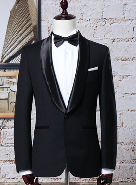 男士礼服租赁新郎伴郎西装宴会晚借燕尾服服装菲狮顿黑色正装出租