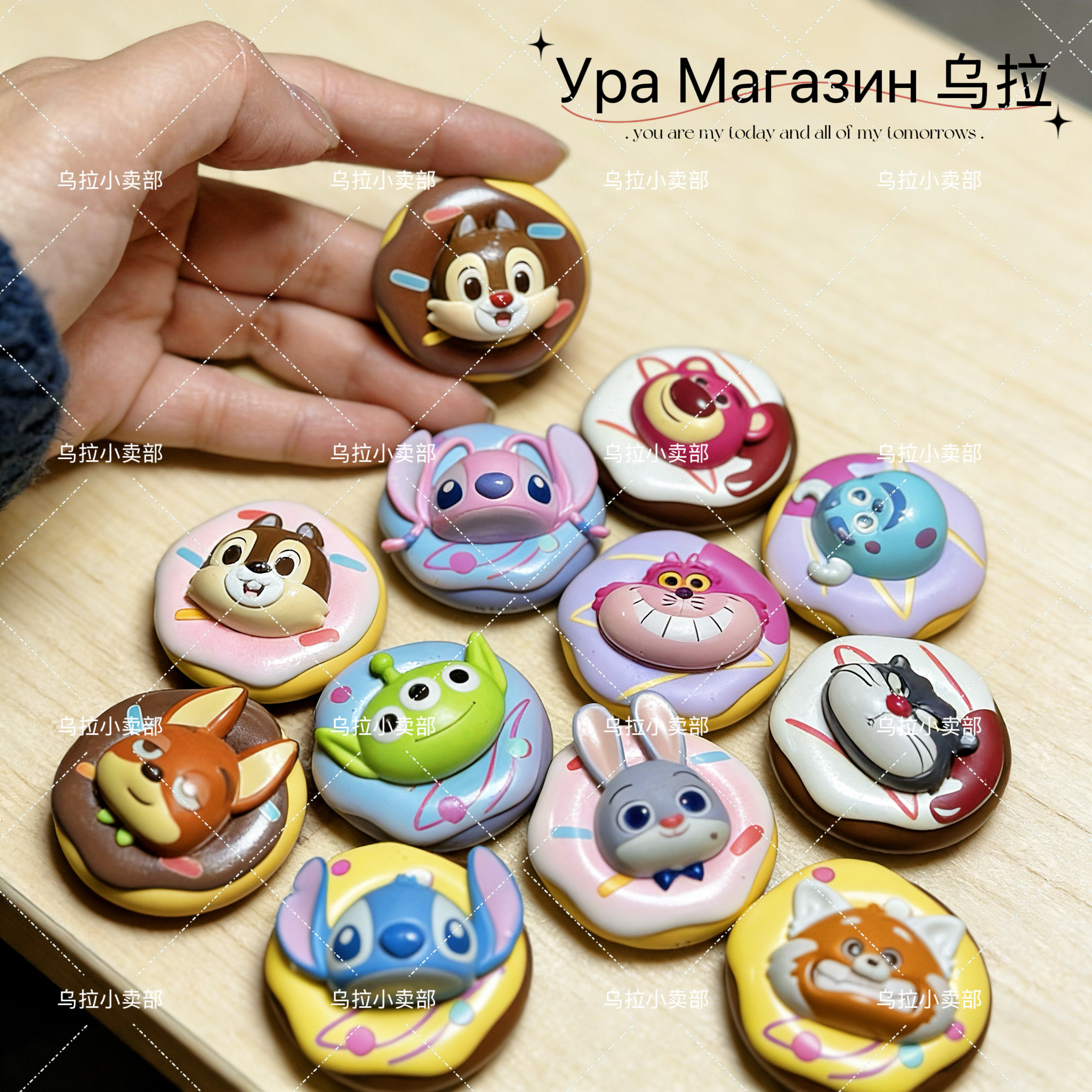 【乌拉家】正版散货 迪尼系列 食玩卡通公仔甜甜圈 史迪仔冰箱贴