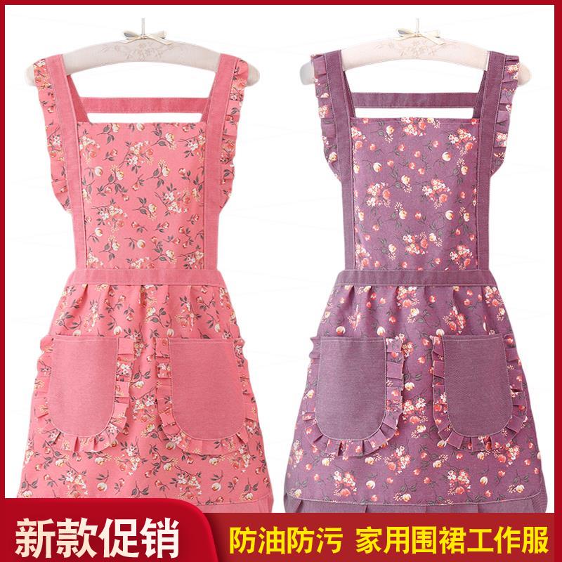 纯棉帆布女时尚背带围裙