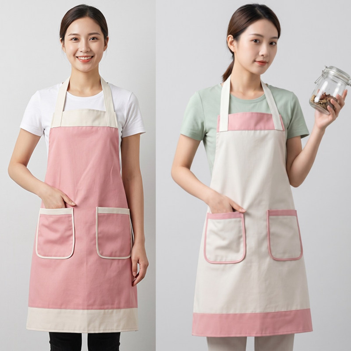 手工制作围裙LOGO定制美甲美睫餐饮工作服韩版简约款厨房家用大方
