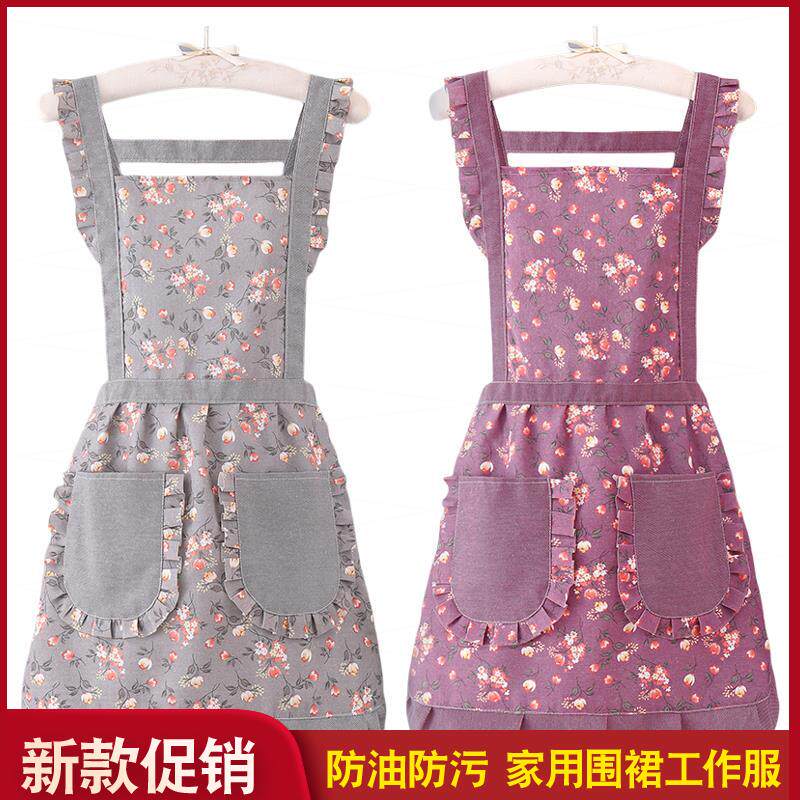 碎花纯棉围裙帆布耐用女